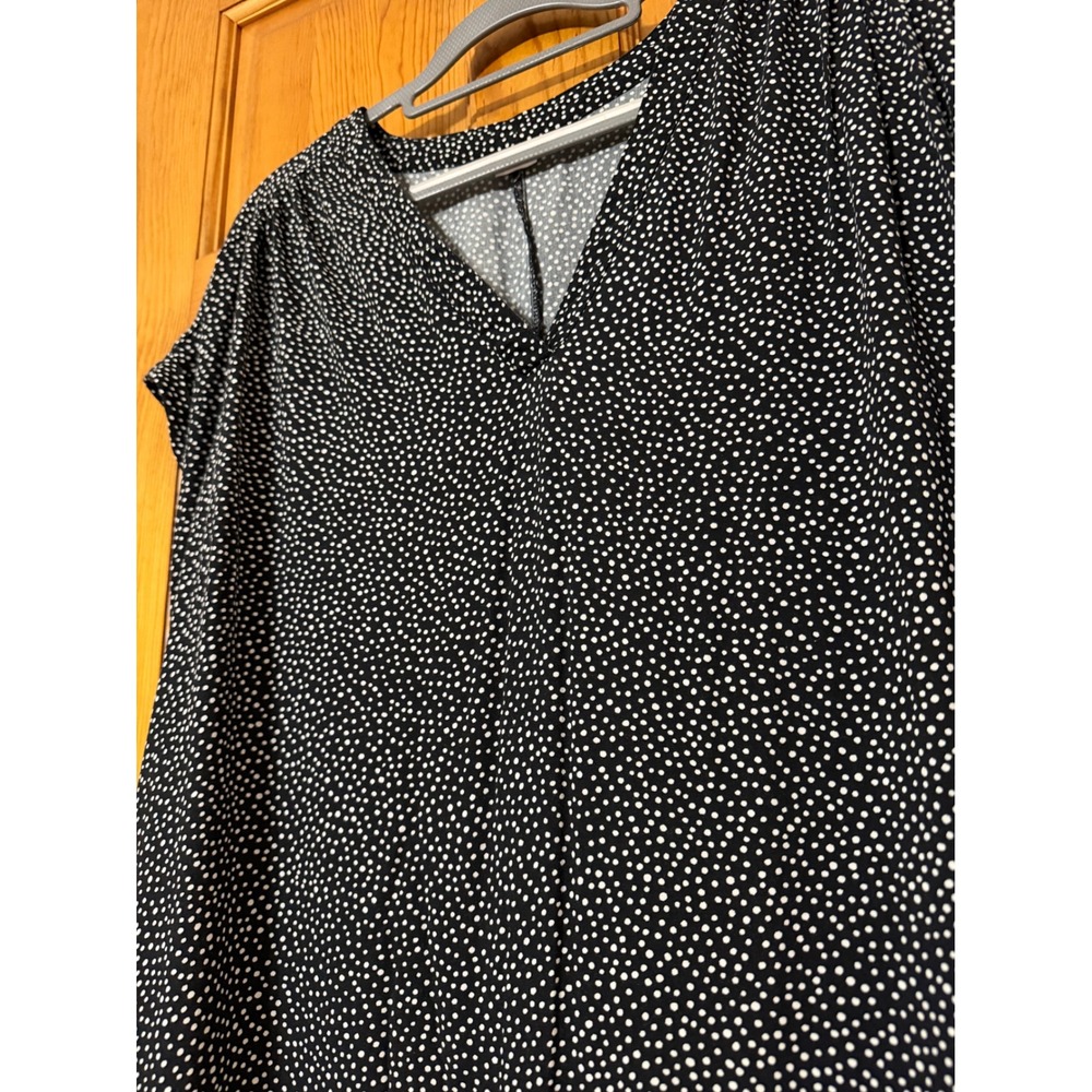 Gap Womens XL Black White Polka Dot V-Neck Rayon Shift Dress with Pockets - Picture 2 of 6